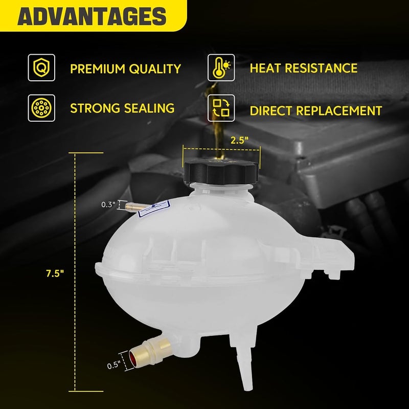YEHERIT Front Engine Coolant Reservoir Radiator Expansion Tank Compatible With Jeep Renegade 2015-2018 1.3L 1.4L 2.4L, Fiat 500X 2016-2018 2.4L Replace# 603-841 68327756AA 52052767 68250057AC - Image 5